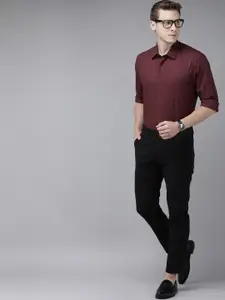 Arrow New York Men Maroon Slim Fit Self Checked Smart Casual Shirt