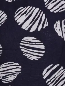 Oxolloxo Girls Navy Blue & Off White Printed Dress