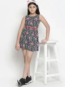 Oxolloxo Girls Purple & Pink Floral Satin Dress