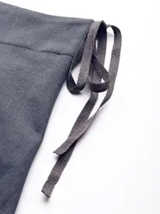 Inddus Women Charcoal Grey Solid High Compressed Seamless Saree Shapewear with Drawstring