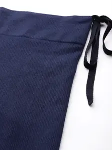 Inddus Women Navy Blue Solid High Compressed Seamless Saree Shapewear with Drawstring