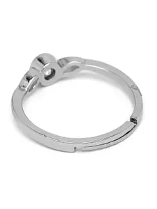 Shining Diva Fashion Platinum-Plated Silver-Toned  White AAA Crystal-Studded Adjustable Finger Ring