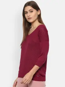 Van Heusen Woman Women Maroon Floral Pullover