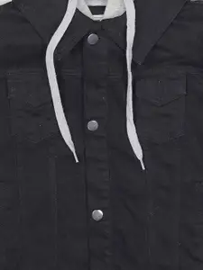 Instafab Boys Black & Grey Stylish Hooded Denim Jacket