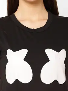 MACK JONNEY Women Black & Grey Set Of 2 Printed T-shirt