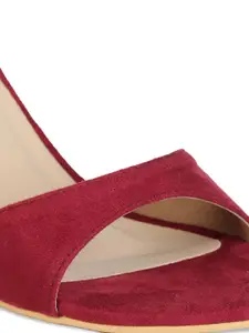 Monrow Maroon PU Slim Heeled Sandals