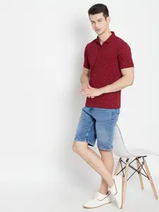 Crimsoune Club Men Blue Washed Slim Fit Mid-Rise Denim Shorts