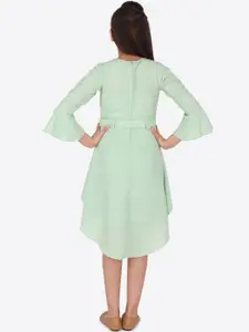 CUTECUMBER Girls Green Sequined High Low A-Line Dress