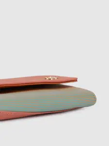 Baggit Women Peach-Coloured & Blue Striped Two Fold Wallet