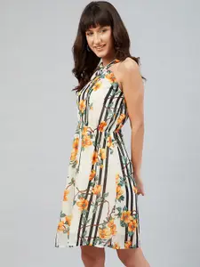 RARE Women Multicoloured Floral Halter Georgette Dress