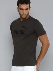 Puma Men Charocal Grey Brand Logo Print Essentials Heather Sustainable T-shirt