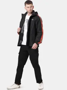 t-base Men Black Windcheater & Water Resistant Biker Jacket