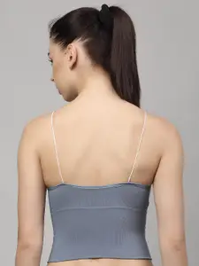 PrettyCat Grey & White Bralette Full Coverage Lightly Padded Bra PC-SB-6033-GRY-30B