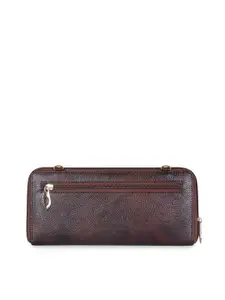 THE CLOWNFISH Radiance Brown Textured Zip Around Wallet