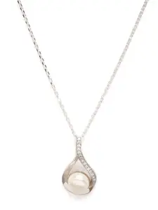 Clara 92.5 Women Sterling Silver Real Pearl Pendant With Chain Gift
