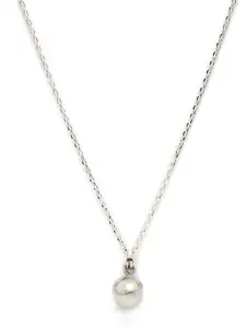 Clara 92.5 % Sterling Silver Rhodium-Plated White Pearl Beaded Circular Pendant With Chain