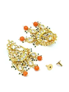 Ruby Raang Gold-Toned & Gold-Plated Contemporary Drop Earrings