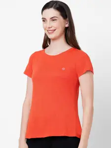 SOIE Women Orange Printed Sleep Shirts