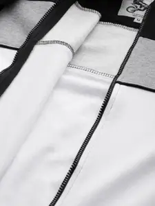 Roadster Men White & Grey Melange Colourblocked Tailored Jacket