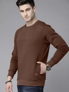 Roadster Men Coffee Brown Solid Sweatshirt