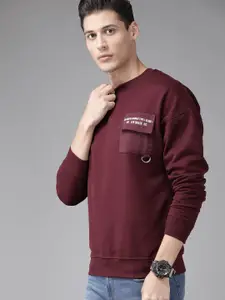 Roadster Men Maroon Solid Sweatshirt