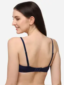 Lenissa Navy Blue T-shirt Bra-Half Coverage Lightly Padded L-106
