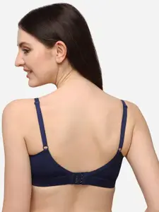 Lenissa Navy Blue T-shirt Bra-Half Coverage Lightly Padded L-124