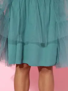 SASSAFRAS Teal Blue Tulle Frilly Skirt