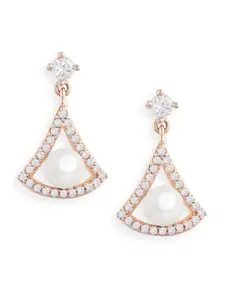 Zaveri Pearls Rose Gold Contemporary Drop Earrings