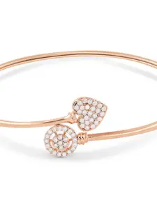 Zaveri Pearls Women Rose Gold Brass Cubic Zirconia Rose Gold-Plated Kada Bracelet