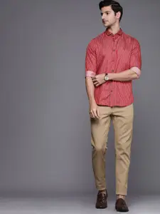 Louis Philippe Sport Men Red & Blue Slim Fit Striped Casual Shirt