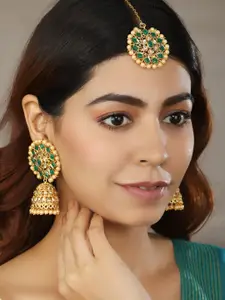 Priyaasi Green Contemporary Jhumkas Earrings