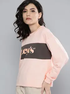 Levis Women Beige Printed Sweatshirt