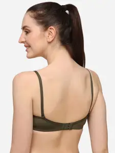 Lenissa Olive Green T-shirt Bra-Half Coverage Lightly Padded L-105