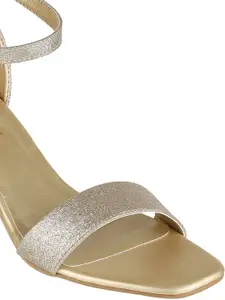 DressBerry Women Golden Glitter Ankle Loop Sandals