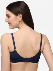 Lenissa Navy Blue T-shirt Bra-Half Coverage Lightly Padded L-119