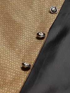 Sojanya Men Brown & Black Woven Design Nehru Jacket