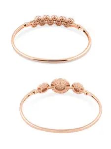 AMI Women Pack of 2 Rose Gold & White Brass Rose Gold-Plated Kada Bracelet
