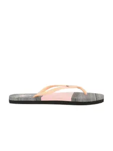 United Colors of Benetton Men Peach & Grey Colorblocked Flip Flops