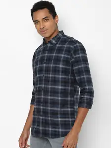 Allen Solly Sport Men Navy Blue Tartan Checked Casual Shirt