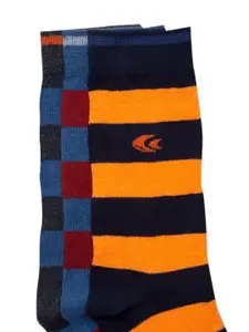 Allen Cooper Men Pack Of 3 Assorted Cotton Calf-Length Socks