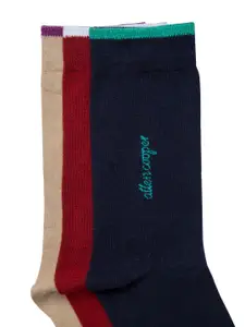 Allen Cooper Men Pack Of 3 Assorted Cotton Calf-Length Socks
