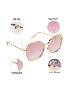 AISLIN Women Mirrored & Gold-Toned UV Protected Butterfly Sunglasses