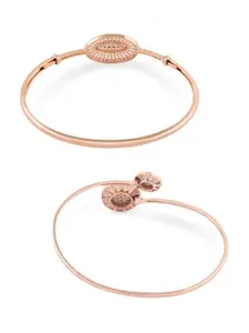 AMI Women Pack of 2 Rose Gold & White Brass Rose Gold-Plated Kada Bracelets