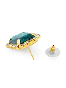 Zaveri Pearls Green Gold Plated Contemporary Studs Earrings