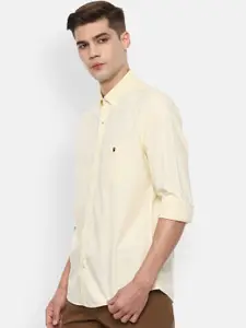 Louis Philippe Sport Men Yellow Slim Fit Opaque Cotton Casual Shirt