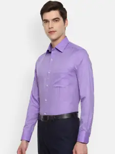 Louis Philippe Men Purple Self Design Formal Shirt