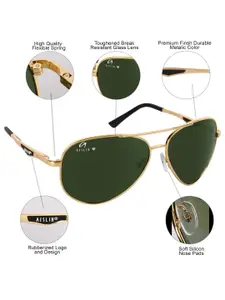 AISLIN Men Green Full-Rim Aviator Sunglasses