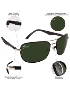 AISLIN Men Green Lens & Black Wayfarer Sunglasses with UV Protected Lens