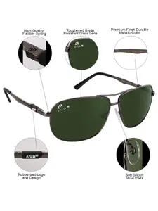 AISLIN Men Green Lens & Gunmetal-Toned Wayfarer Sunglasses with UV Protected Lens